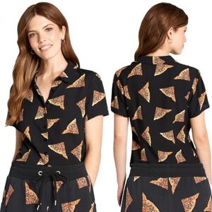 Dangerfield Fairy Bread Short Sleeve Button Up Novelty Shirt Black Size 16/ XL